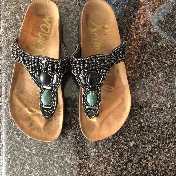 Sam Edelman Annalee Pewter Beaded Leather Sandals S : 6 - Picture 10 of 12